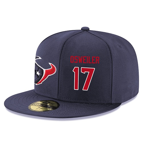 NFL Houston Texans #17 Brock Osweiler Stitched Snapback Adjustable Player Rush Hat - Navy/Red